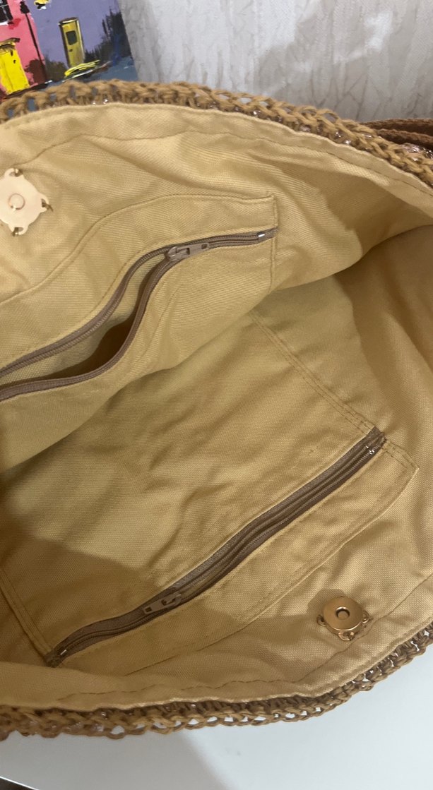 Bohem Tarzı Örgü Kahverengi Kadın Çanta - Görsel 3