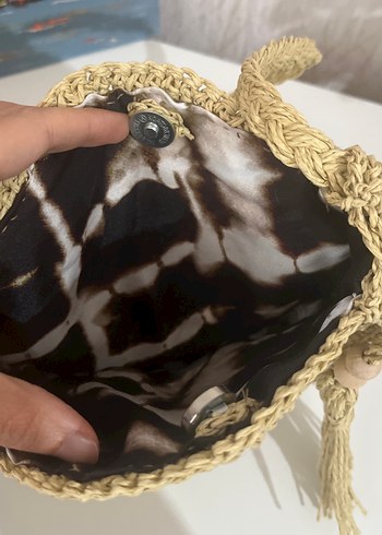 Bej Örgü Bohem Kadın Çapraz Çanta - Görsel 2