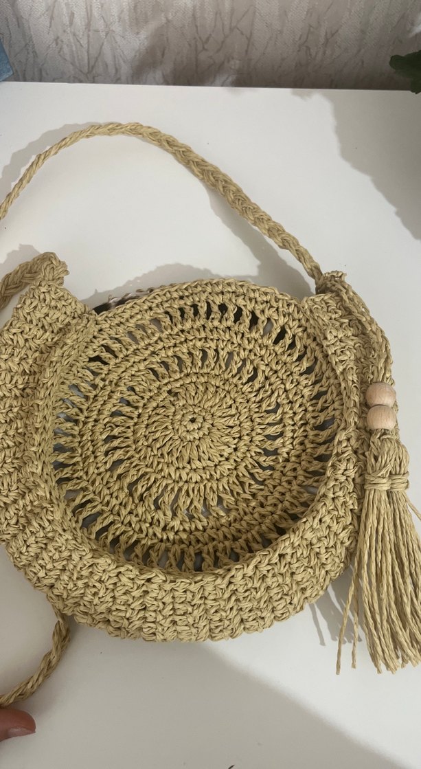 Bej Örgü Bohem Kadın Çapraz Çanta - Görsel 3