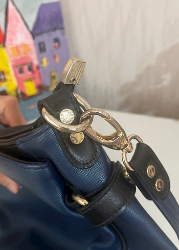 Mavi Deri Kadın Omuz Çantası - Görsel 3