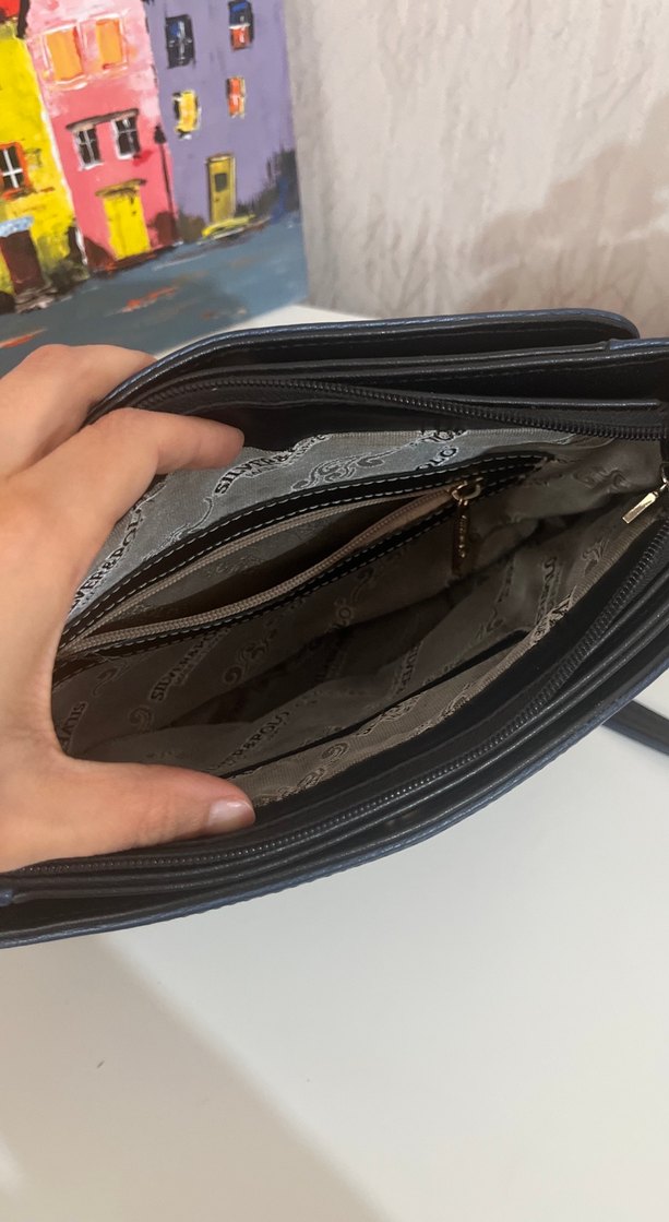 Mavi Deri Kadın Omuz Çantası - Görsel 4