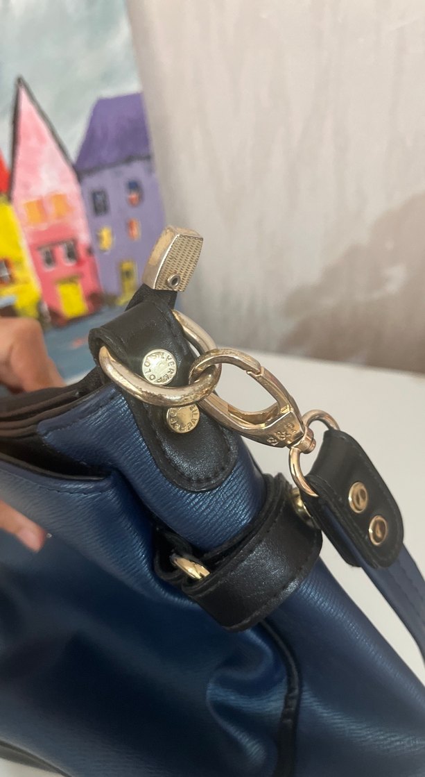 Mavi Deri Kadın Omuz Çantası - Görsel 3