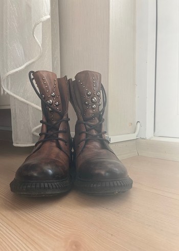 Kahverengi Deri Kadın Bot Greyder - Görsel 7