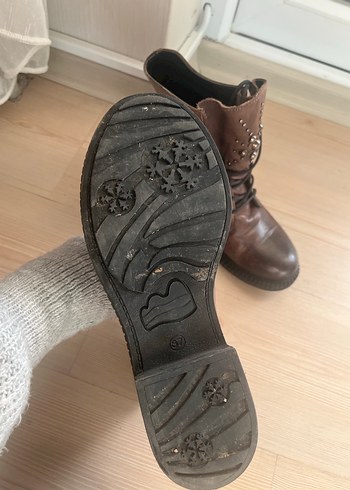 Kahverengi Deri Kadın Bot Greyder - Görsel 2