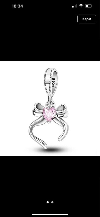 pandora coquette pembe kurdele kalp charm