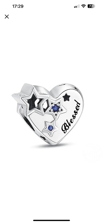 Pandora mavi kalp yıldız blessed charm