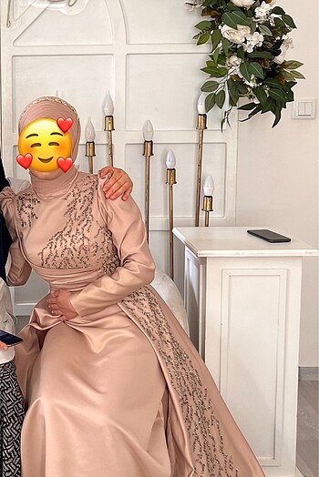 Somon rengi söz nişan elbise abiye