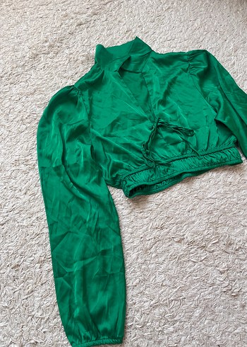 Parlak Yeşil Uzun Kollu Kısa Gömlek - Görsel 4