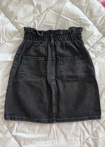 Kemerli Siyah Denim Midi Etek - Görsel 2