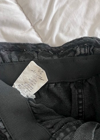 Kemerli Siyah Denim Midi Etek - Görsel 4