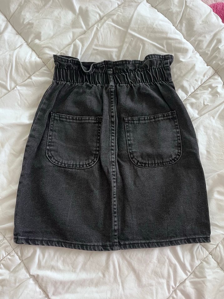 Kemerli Siyah Denim Midi Etek - Görsel 2