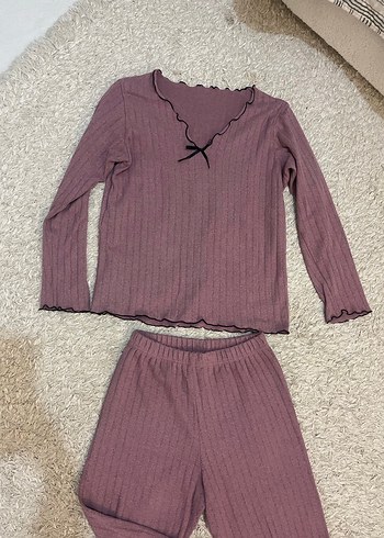 Pembe Rahat Uzun Kollu Midi Pijama Takımı - Görsel 2