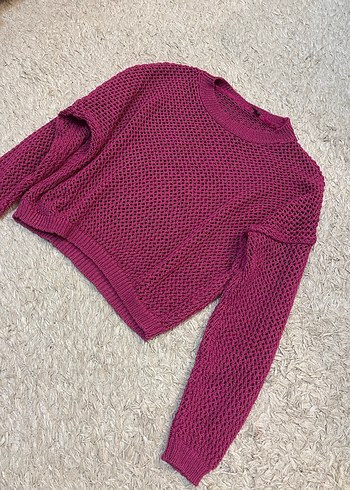 Pembe Örgü Kadın Kazak - Görsel 2