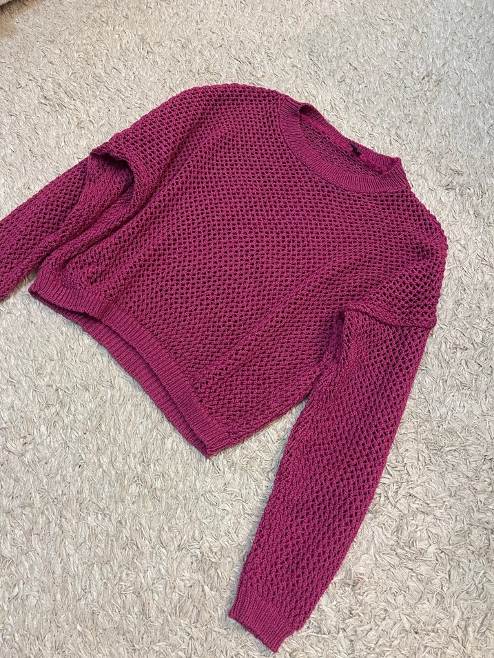 Pembe Örgü Kadın Kazak - Görsel 2