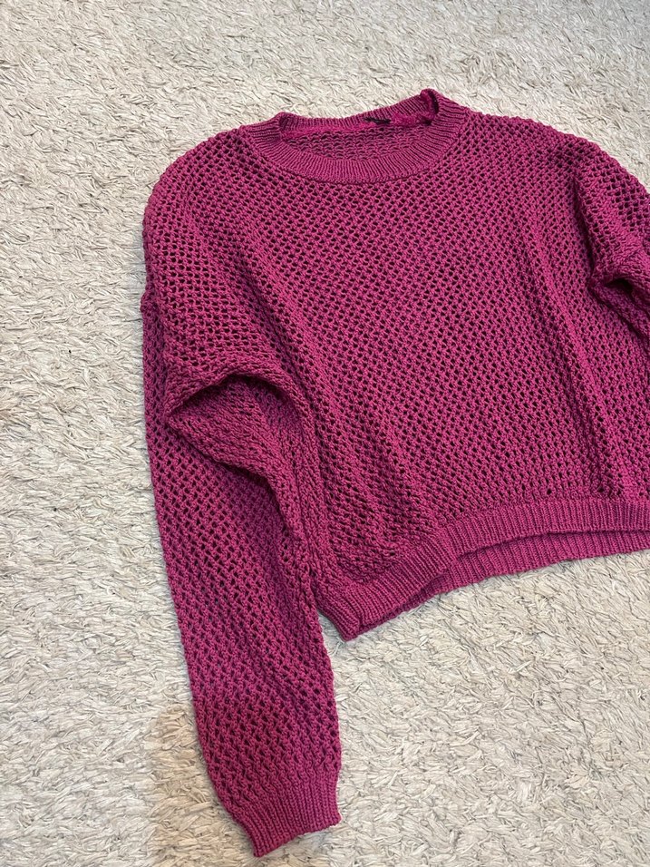 Pembe Örgü Kadın Kazak - Görsel 3