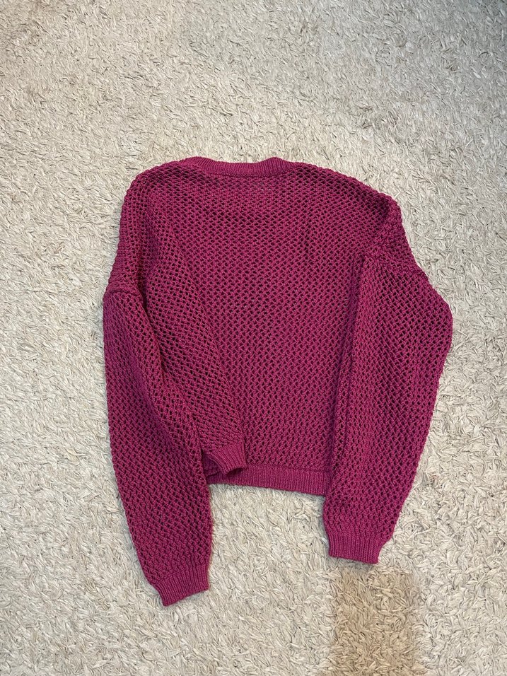 Pembe Örgü Kadın Kazak - Görsel 4