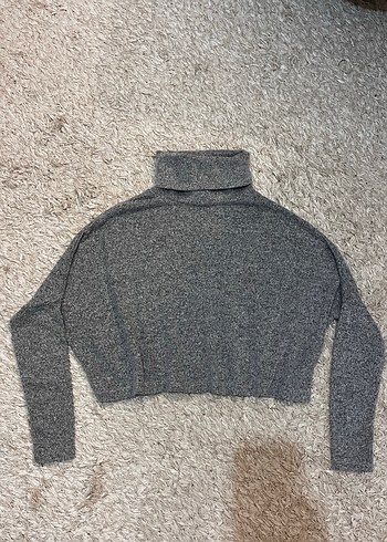 Gri Boğazlı Örgü Kadın Kazak - Görsel 3