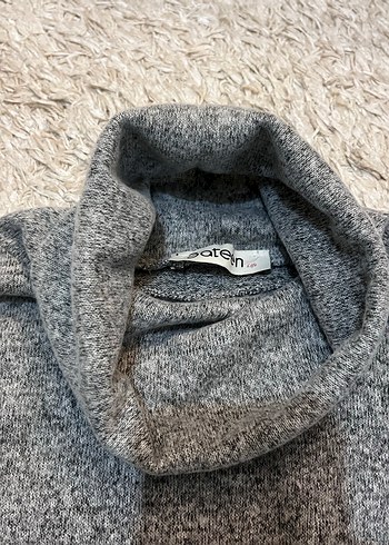 Gri Boğazlı Örgü Kadın Kazak - Görsel 5