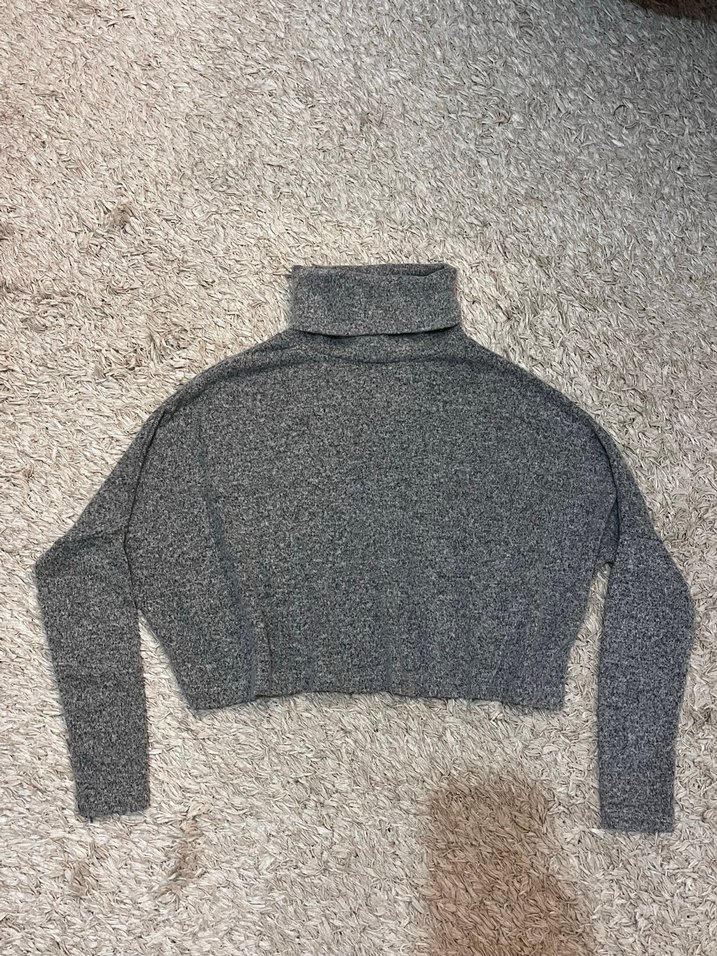 Gri Boğazlı Örgü Kadın Kazak - Görsel 3