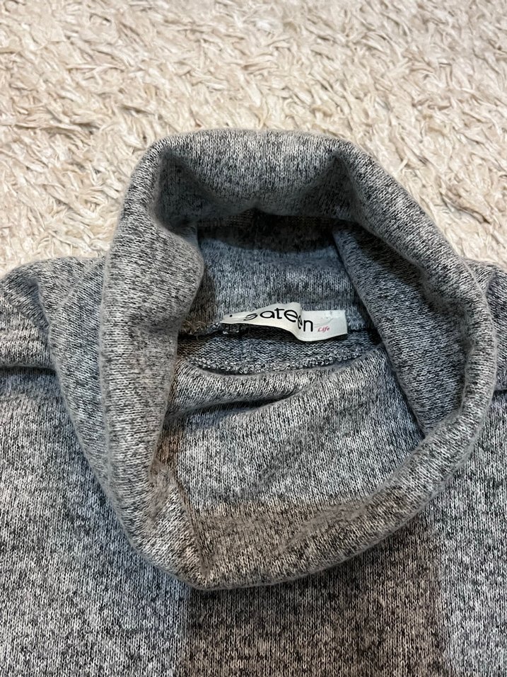 Gri Boğazlı Örgü Kadın Kazak - Görsel 5