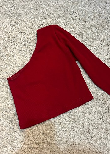 Bordo Tek Kollu Bluz - Görsel 2
