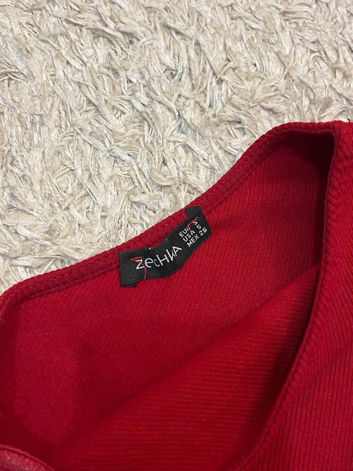 Bordo Tek Kollu Bluz - Görsel 3