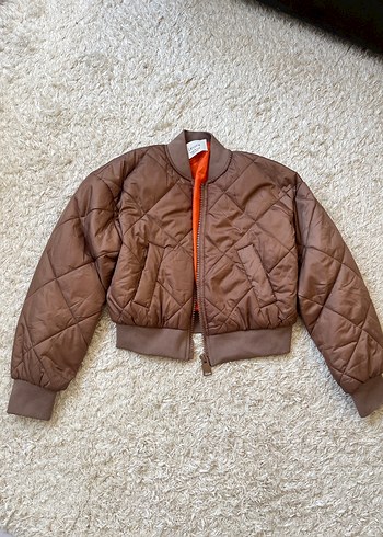 Kahverengi Fermuarlı Bomber  Mont - Görsel 4