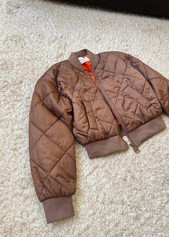 Kahverengi Fermuarlı Bomber  Mont - Görsel 2