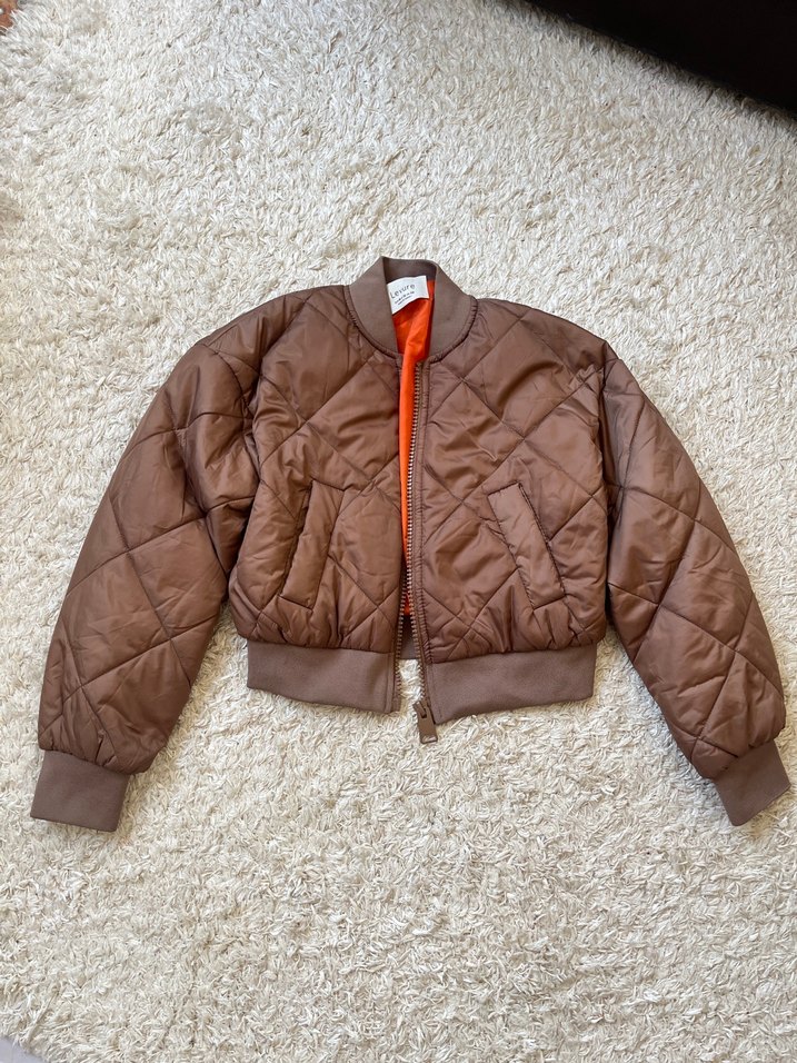 Kahverengi Fermuarlı Bomber  Mont - Görsel 4