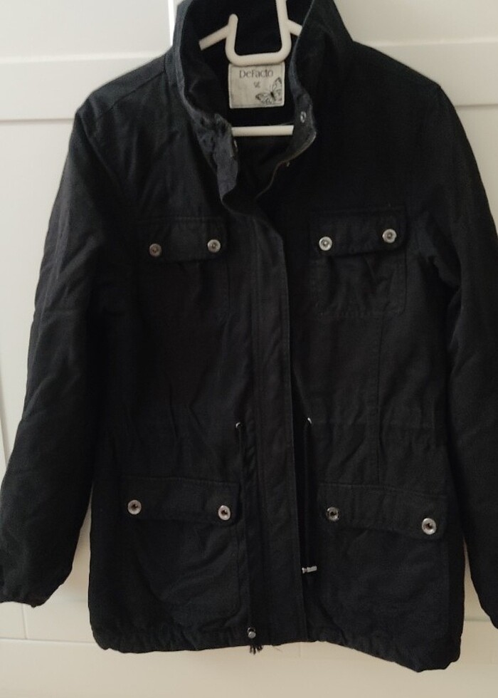 Uzun siyah çok şık bir mont - Görsel 5