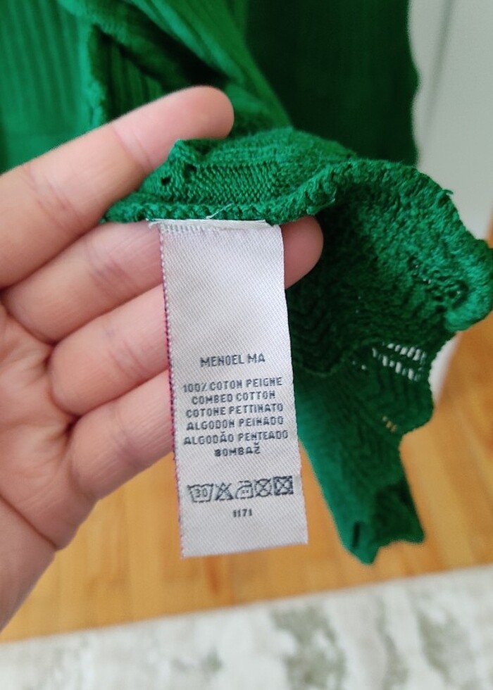 Yeşil triko ince hırka  - Görsel 3