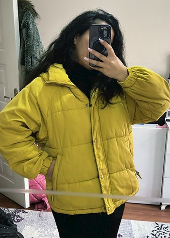 l Beden sarı Renk Sarı oversize Puff Mont