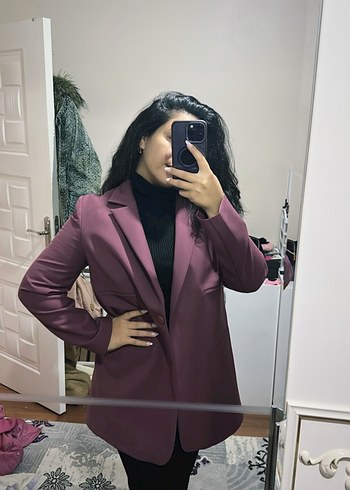 Zara Gül kurusu Bordo Düğmeli Kadın Blazer Ceket