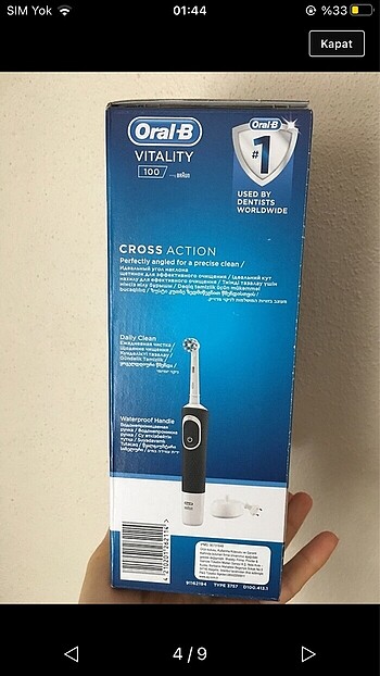 universal Beden siyah Renk Braun Oral B Vitality şarjlı diş fırçası (sıfır )