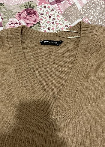 xxl Beden Bej V Yakalı Örgü Kadın Süveter