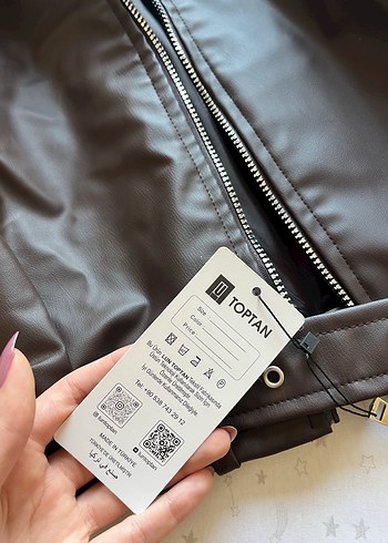 l Beden Bershka Kahverengi Oversize Deri Ceket