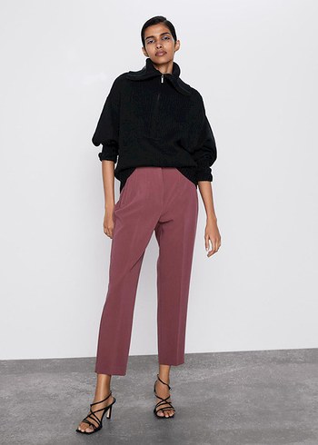 zara mürdüm renk kumaş pantolon