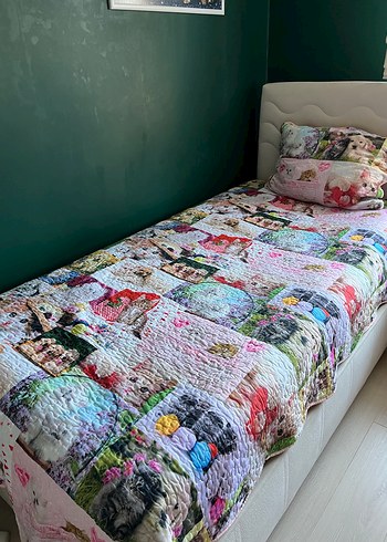 kedi köpek temalı yatak örtüsü pike
