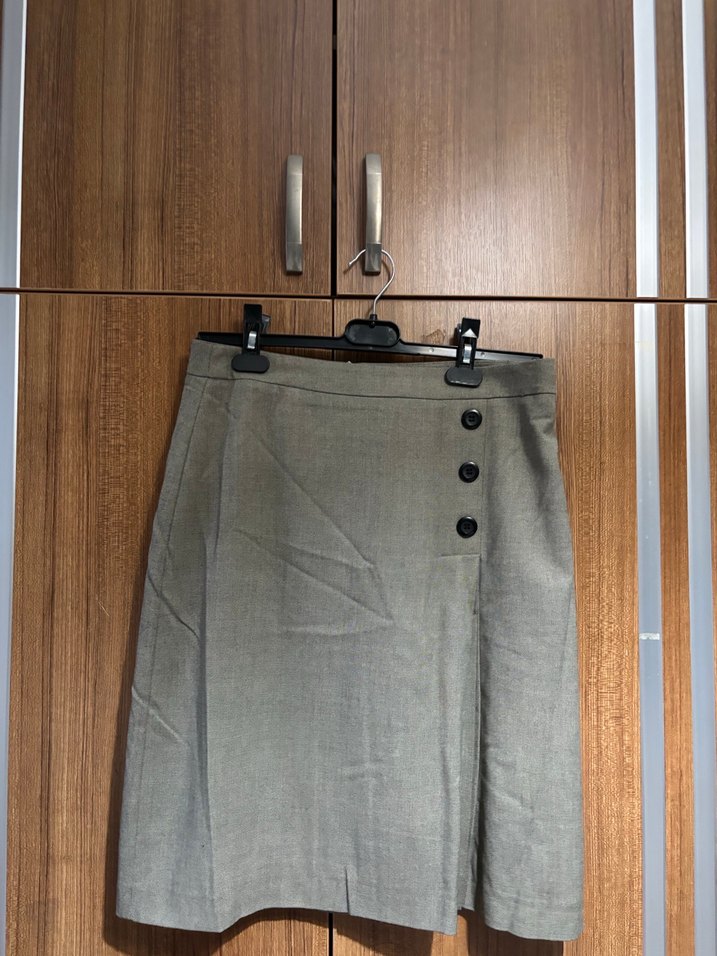 park bravo düğme detaylı gri etek - Görsel 2