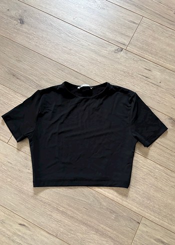 h&m siyah crop top s beden - Görsel 2