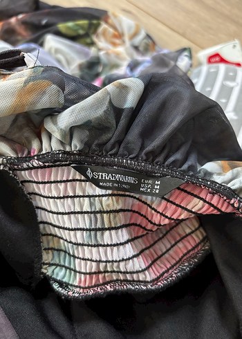 stradivarius çiçek desenli tül elbise - Görsel 8