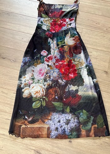 stradivarius çiçek desenli tül elbise - Görsel 3