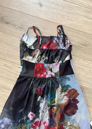 stradivarius çiçek desenli tül elbise - Görsel 7