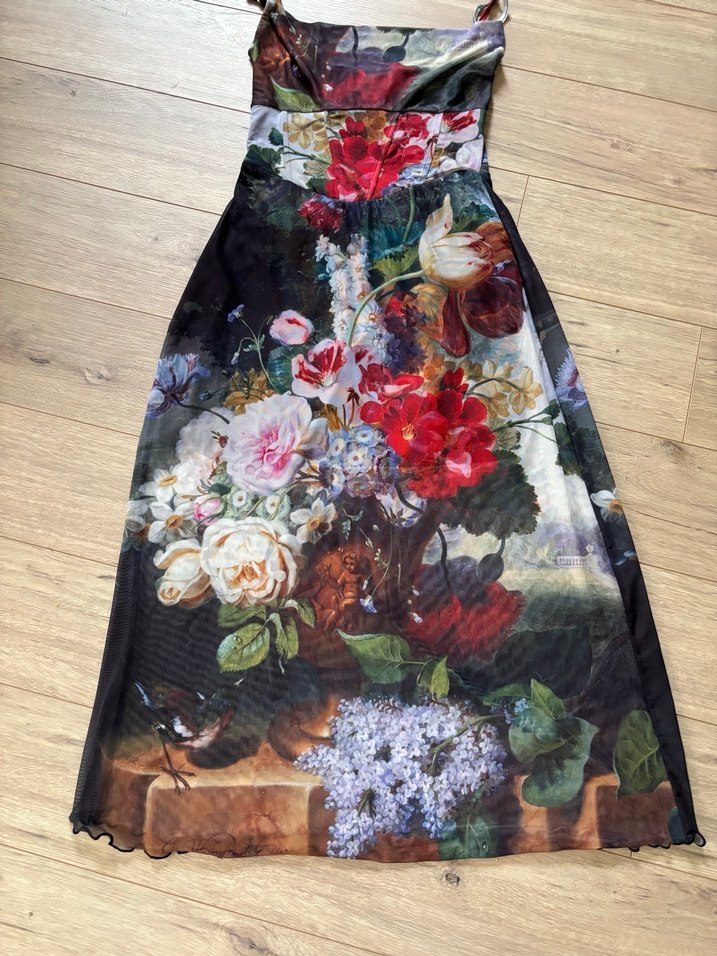 stradivarius çiçek desenli tül elbise - Görsel 3