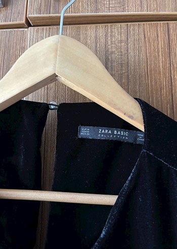 zara siyah kadife elbise m beden - Görsel 3