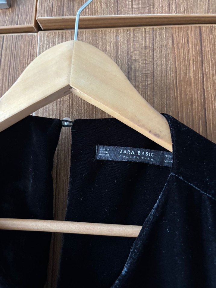 zara siyah kadife elbise m beden - Görsel 3