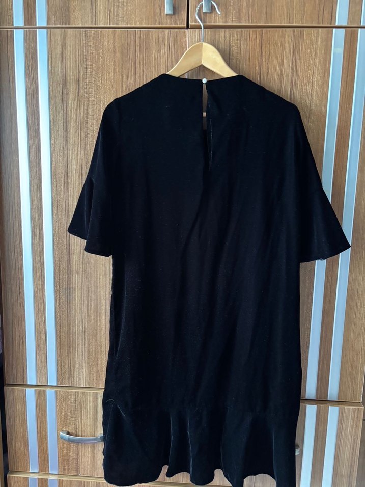zara siyah kadife elbise m beden - Görsel 4