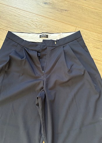 lacivert rahat bol kesim kumaş pantolon - Görsel 3