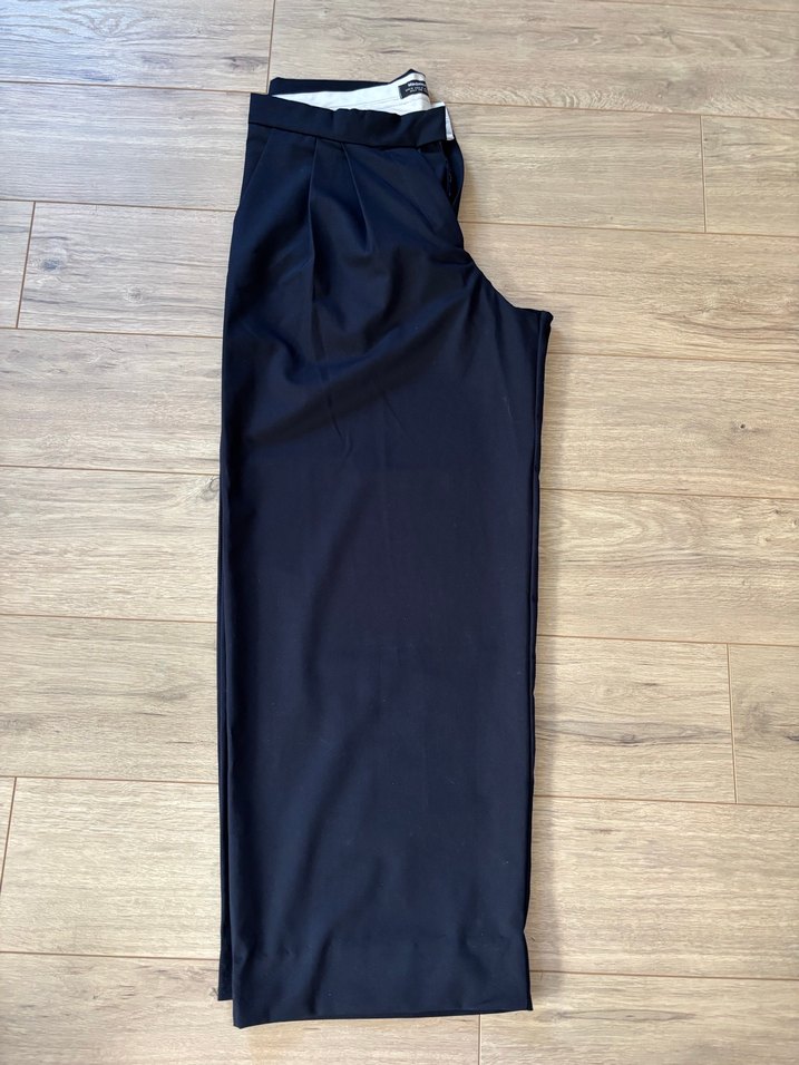 lacivert rahat bol kesim kumaş pantolon - Görsel 2