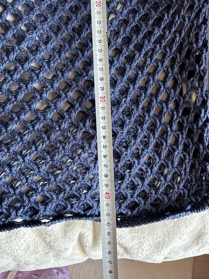 triko fileli delikli lacivert kazak - Görsel 5